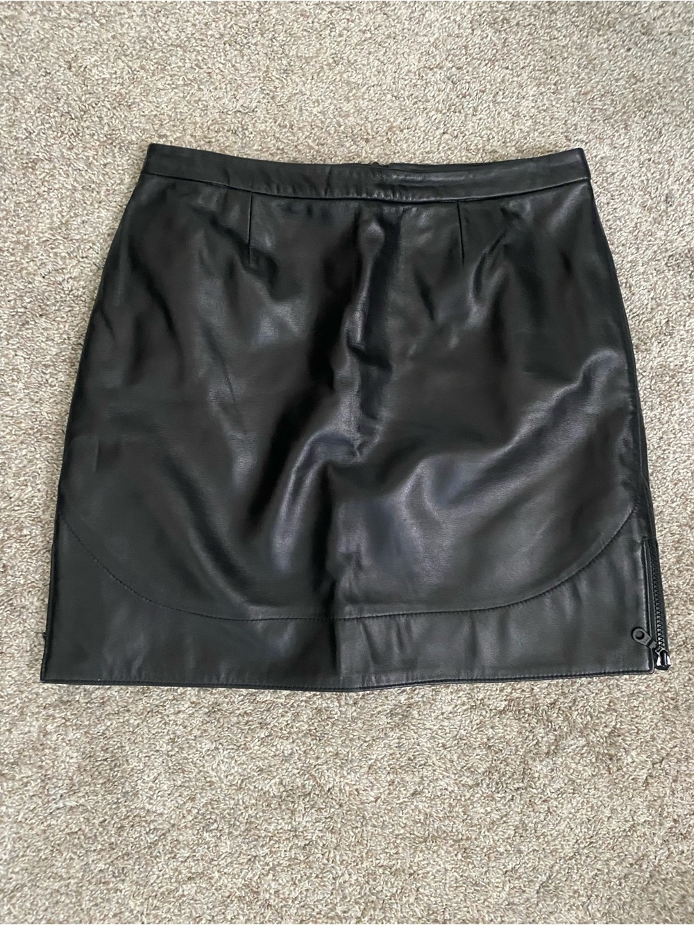 INC International Concepts Black Leather Mini Skirt